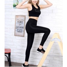 Kadın Siyah Extra Yüksek Bel Parlak Disco Tayt