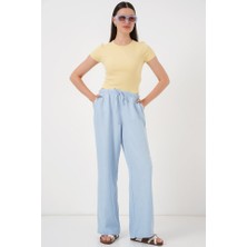 Asyahsap Geniş Paça Keten Pantolon 6735 - Mavi