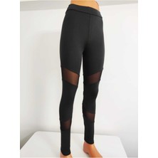 Tül Detaylı Yüksek Bel Dalgıç Tayt