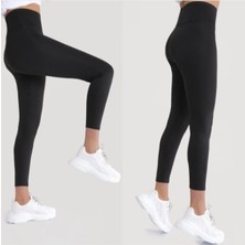 Kadın Siyah Toparlayıcı Çelik Örme Tayt