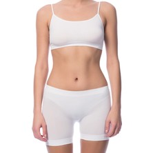 Kadın Beyaz Dikişsiz Şort Tayt 2029