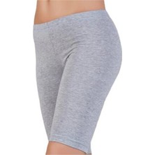 Kadın Siyah Penye Düz Desensiz Yüksek Bel Dizüstü Kısa Tayt