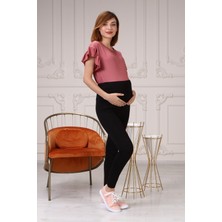 Kadın Siyah Ayarlanabilir Bel Hamile Tayt