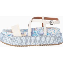 Kurt Geiger London Platform Sandalet, Desenli Deri Üst, Açık Burun, Tokalı