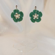 Crystal Atelier El Örgüsü Çiçek Küpe | Yazlık Moda, Bohem Stil, El Yapımı Takı Modelleri | Kadın El Yapımı Çiçek Küpe | Yaz, Plaj, Bahar Kombinlerine Uygun Tasarım | Sevgiliye ve Arkadaşa Hediye