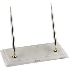 Ikili Kalem Masa Takımı Beyaz Mermerli, Dolma Kalem-Dolma Kalem Krom