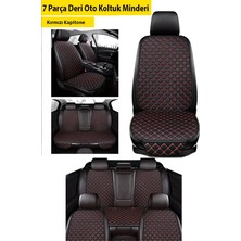 Toyota Prius Uyumlu 7 Parça Siyah Deri Kırmızı Dikiş Koltuk Minderi