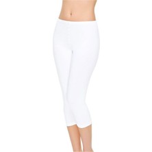 Elit 2102 Beyaz Kadın 3 Adet Likralı Kadın Kapri Spor Tayt