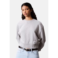 Ck LV047C911G French Terry Woven Label Crew Sw Kadın Sweatshirt