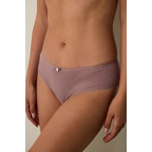 Açık Kahverengi Pointel Düşük Bel Hipster Külot