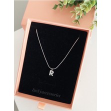 Puree Berry Çelik Silver Rodyum  Kaplama Harf Kolye R Harfi