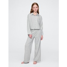 Gap Kız Çocuk Gri Geri Dönüştürülmüş Çizgili Pijama Takımı