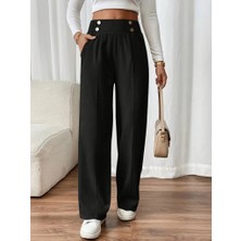 Sosostyle Kadın Beli Lastikli Düğmeli Ithal Krep Pantolon