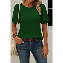 Arben Boutique Kadın Kısa Kollu Pileli Balın Kol Bürümcük Bluz