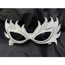 Taşlı Beyaz Alev Parti Gözlüğü