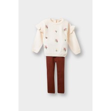 DeFacto Kız Bebek 2'li Takım Çiçekli Desenli Sweatshirt Tayt F2661A525WN