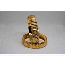 zerfine çizgi desenli 1.5 cm   altın bilezik