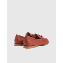 Ble Deri Kiremit Kadın Loafer Ayakkabı