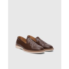 Linda Hakiki Deri Kahverengi Kadın Loafer