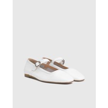 Kaori Floter Deri Beyaz Kadın Loafer Ayakkabı