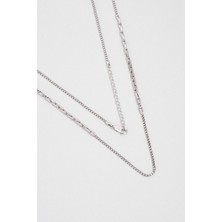 So CHIC İtalyan 18 Ayar Beyaz Altın Kaplama 55 Cm Gümüş Unisex Kolye
