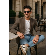 Blue White Erkek Slim Fit Normal Bel Düz Kesim Dar Paça Likralı Açık Mavi Jean Pantolon