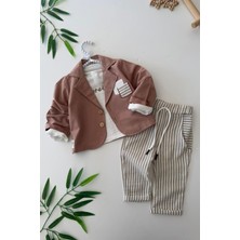 Miniğimin Cicileri Spor Müslin Düğmeli Ceketli 3 lü takım - Vizon