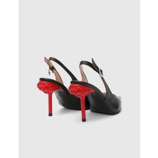 Lippman Hakiki Deri Siyah Kadın Topuklu Sandalet