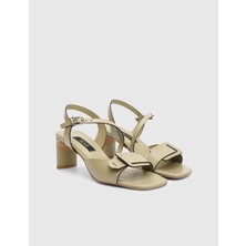 Vince Hakiki Deri Kadın Olive Topuklu Sandalet