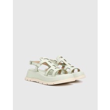 Odin Hakiki Deri Yeşil Kadın Sandalet