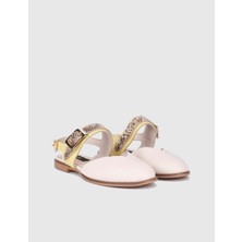 Kalika Hakiki Deri Krem Kadın Sandalet