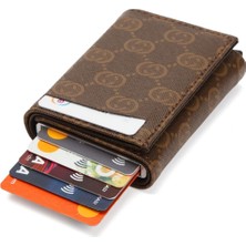 Tuldar Erkek Rfıd Otomatik Çekim Koruyucu Mekanizmalı Kağıt Para Bölmeli Hediyelik Kartlık Cüzdan TUL604 - Taba