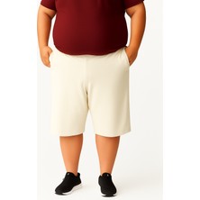 Sngl Büyük Beden Erkek Kapri 3XL 4XL 5XL 6XL 7XL 8XL 9XL Ekru Rahat Kesim Yazlık Tasarım