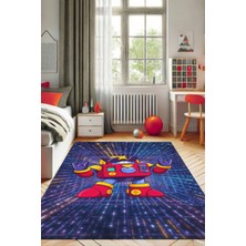 The Reef Design Surge Figürlü Halı Dijital Baskılı Pamuk Dokuma Kaymaz Tabanlı Yıkanabilir Antialerjik Genç Odası Halısı