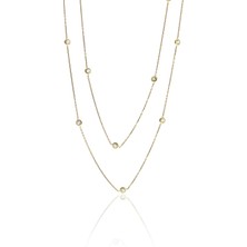 Gümüş Altın Yaldızlı  Zirkon Sıra Taşlı Kolye 100 cm SGTL10506GOLD