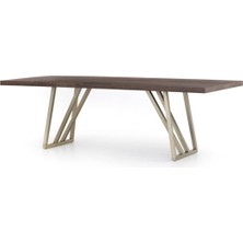 Hitit Dekorasyon Kapri Gold Metal Ahşap Yemek Masası