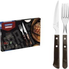 21199/909 Biftek Çatal Bıçak Seti, 12 Parça, Kahverengi Saplı, 2 Kat Perçinlenmiş