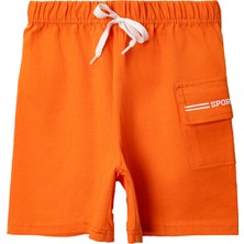 Penye Kargo Cepli Şort Oranj