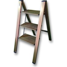 Endokon Katlanır Şık Merdiven Bronz - Geniş  3 Basamaklı - Alüminyum - Ev - Ofis Merdiveni
