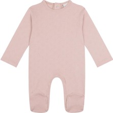 Antebies Organik Pembe Kalp Jakarlı Çıtçıtlı Uzun Kollu Kız Bebek Patikli Tulum