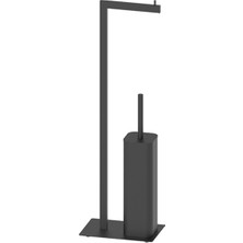 Ayaklı Tuvalet Kağıtlık + Fırçalık - Mat Siyah