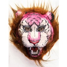 Kahverengi Saçlı Pembe Yüz Peluş Kurt Kaplan Maskesi 26 No