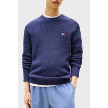 Tommy Jeans Logolu Pamuklu Slim Fit Bisiklet Yaka Örgü Kazak Erkek Kazak DM0DM21652 Dse