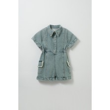 Biliss Mavi Denim Kısa Tulum