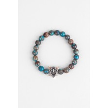 Selçuklu Kartalı Varisit Taşlı Cilalı Gümüş Erkek Bileklik