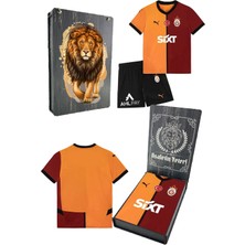 Galatasaray Orijinal Lisanslı 24-25 Sarı - Kırmızı 5 Yıldızlı Çocuk Forma Set Hediyelik Ahşap Kutulu