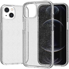 iPhone 14 Kılıf Parlayan Simli Şeffaf Hzrv Redos Kapak - Şeffaf