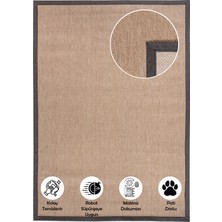 Carpet Diem Home Design Dokuma Balık Sırtı Sisal Kolay Temizlenir Mutfak Antre Oturma Odası Kumaş Bordürlü Özel Halı