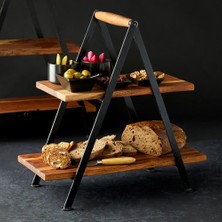 Ahşap Tabak Katmanlı Servis Ahşap Otlatma Standı 2 Katlı