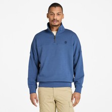 Timberland Small Logo 1/4 Zip Erkek Mavi Sweatshirt.-